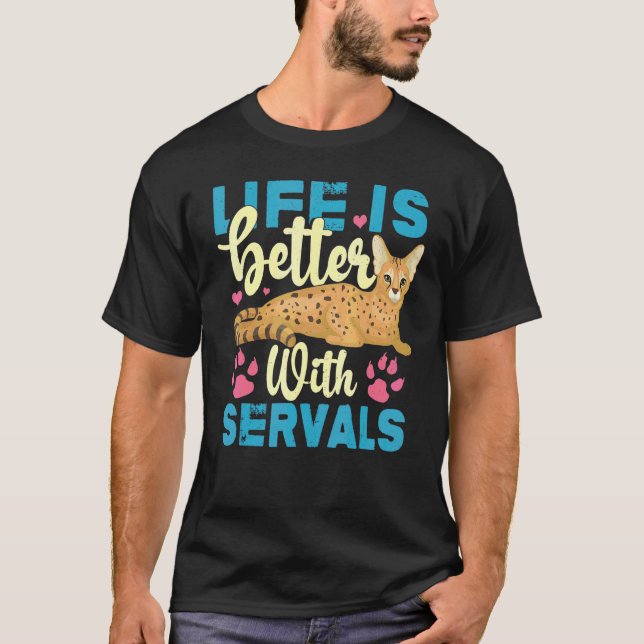 Mit Servals  Servalkatze T-Shirt (Vorderseite)