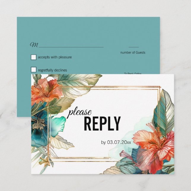 Mit Songanforderung Hibisken Serenade Paradise RSVP Karte (Vorne/Hinten)