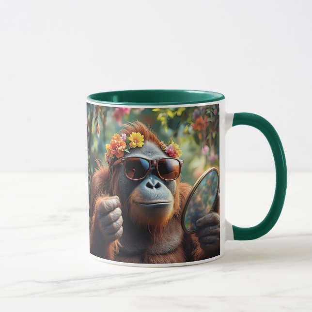 Mit Sonnenbrille gestreifter Orang-Utan. Tasse (Rechts)