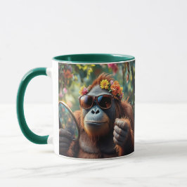 Mit Sonnenbrille gestreifter Orang-Utan. Tasse