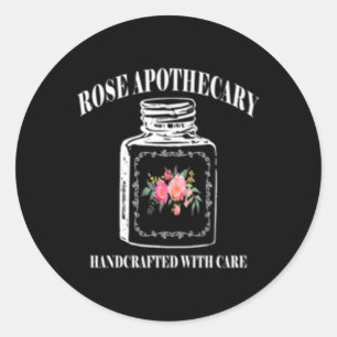 Mit Sorgfalt handgefertigte Rose Apotheke Runder Aufkleber
