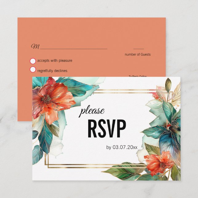 Mit Speisekarte Hibiskus Serenade Paradies RSVP Karte (Vorne/Hinten)