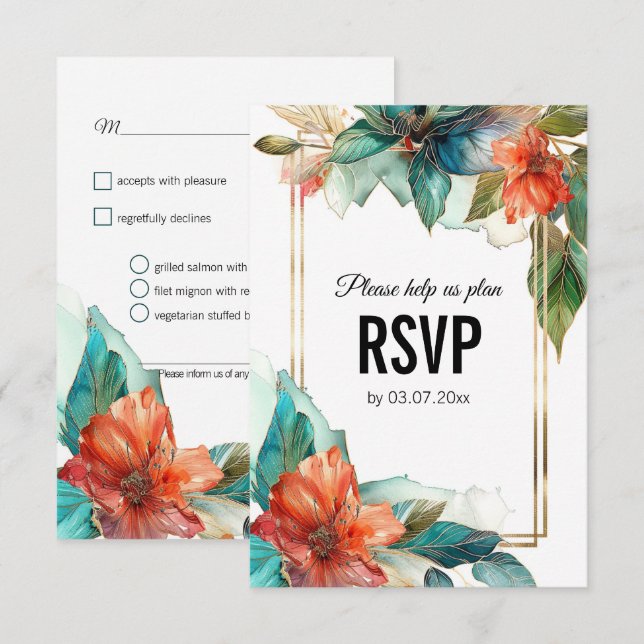 Mit Speisekarte Hibiskus Serenade Paradies RSVP Karte (Vorne/Hinten)