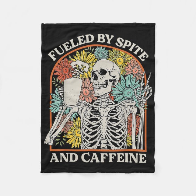 Mit Spit- und Koffein-Skelett-Halloween-Co Fleecedecke (Vorderseite)