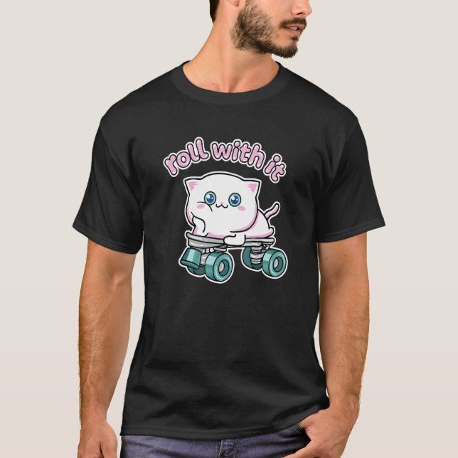 Mit Stil süßer Rollschuh mit Katzen-Design T-Shirt (Vorderseite)