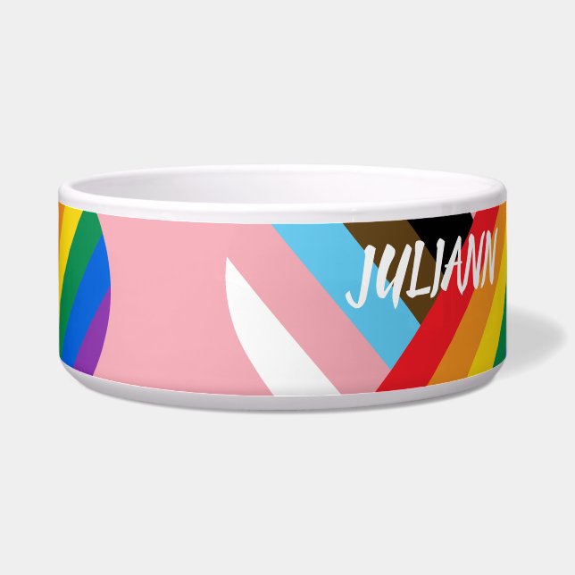 Mit Stolz gefertigt Regenbogen-Herz Custom Modern  Napf (Rechts)