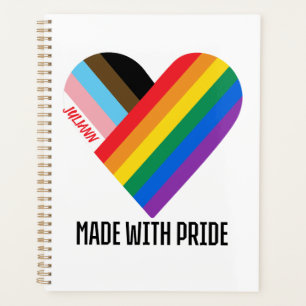 Mit Stolz gefertigt, Regenbogenherz, modern und in Planer