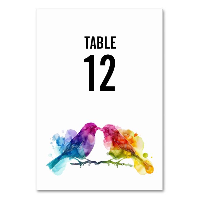 Mit Text auf der Rückseite Hochzeit Rainbow Lovebi Tischnummer (Vorderseite)