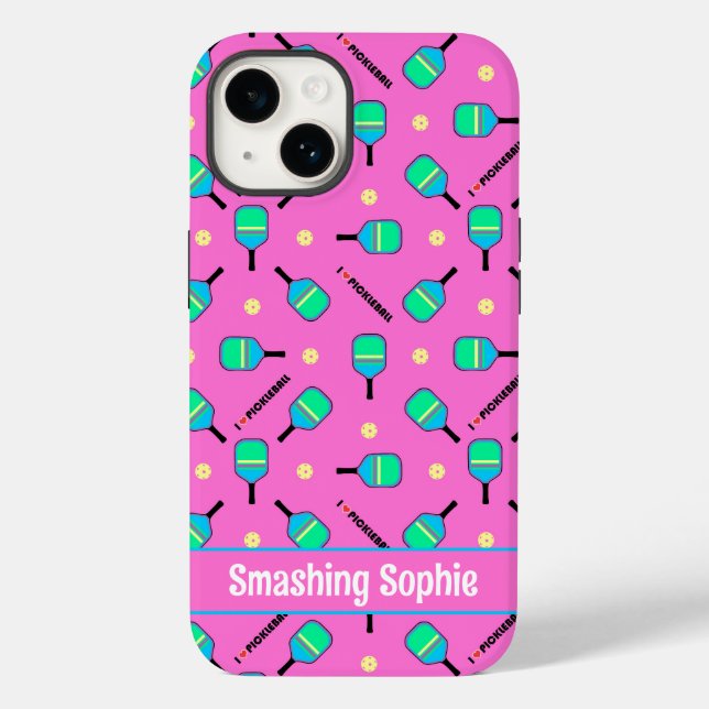 Mit Text pastellel I Liebe Pickleball pink iPhone  Case-Mate iPhone Hülle (Rückseite)