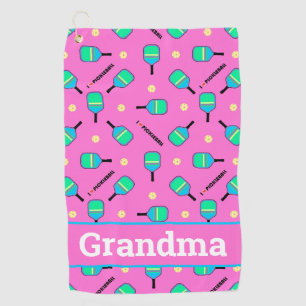 Mit Text pastellfarben I Liebe Pickleball pink Golfhandtuch