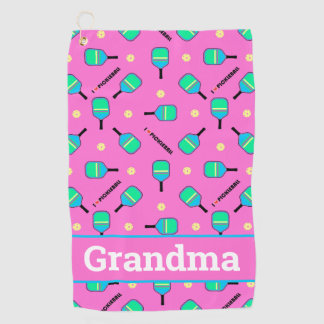 Mit Text pastellfarben I Liebe Pickleball pink Golfhandtuch