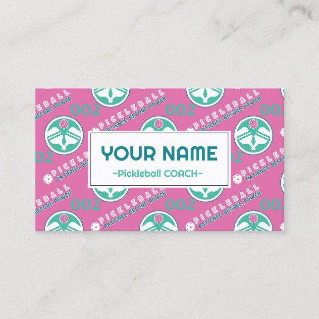 Mit Text Pickleball: Geduld vor Power Visitenkarte (Vorderseite)