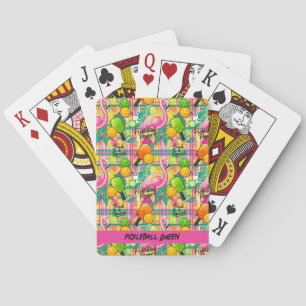Mit Text Tropical Flamingo Pickleball Spielkarten