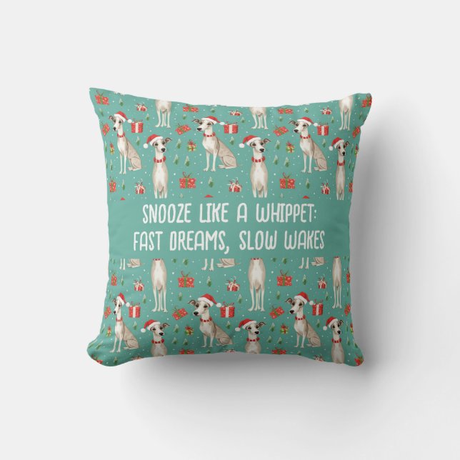 Mit Text Whippet Yuletide Kissen (Vorderseite)