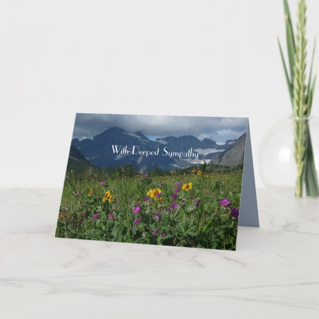 Mit tiefstem Beileid Wildblume grüßen Karte (Vorderseite)