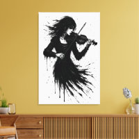 Mit Tinte geborener Violinist im Sturm des Klangs