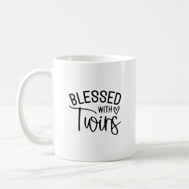 Mit Twins gesegnet - Funny Mama Life Zitat Kaffeetasse (Links)
