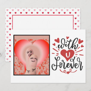 "Mit U Forever" Finger Couple Valentines Card Mitteilungskarte