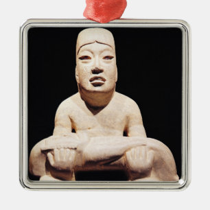 Mit überkreuzten Beinen Zahl, die ein Baby, Olmec Silbernes Ornament