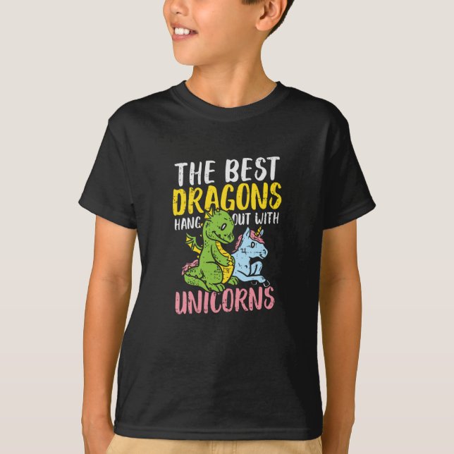 Mit Unicorns ausharren - Geschenk T-Shirt (Vorderseite)