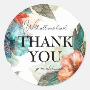 Mit unserem ganzen Herzen Hibiskus Serenade Paradi Runder Aufkleber