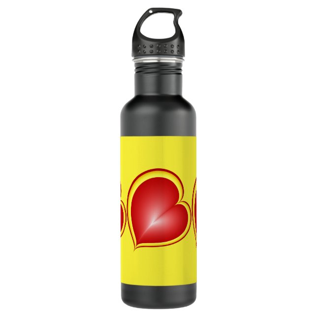 Mit viel Liebe Rot Gelb Moderne Kunst Edelstahlflasche (Vorderseite)