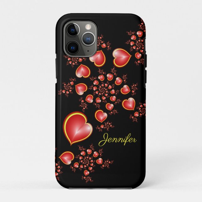 Mit viel Liebe Rot-Gelbe Herzen Fraktal Art Name Case-Mate iPhone Hülle (Rückseite)