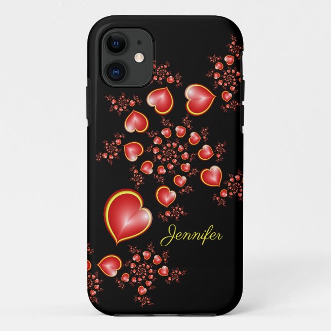 Mit viel Liebe Rot-Gelbe Herzen Fraktal Art Name Case-Mate iPhone Hülle (Rückseite)