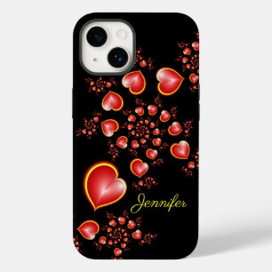Mit viel Liebe Rot-Gelbe Herzen Fraktal Art Name Case-Mate iPhone 14 Hülle