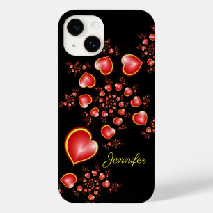 Mit viel Liebe Rot-Gelbe Herzen Fraktal Art Name Case-Mate iPhone 14 Hülle