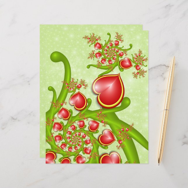 Mit viel Liebe Rot Gelbe Herzen Fraktal Kunst (Vorderseite/Rückseite Beispiel)