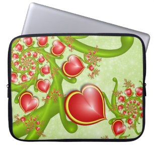 Mit viel Liebe Rot Gelbe Herzen Fraktal Kunst Laptopschutzhülle