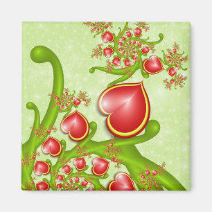 Mit viel Liebe Rot Gelbe Herzen Fraktal Kunst Magnet