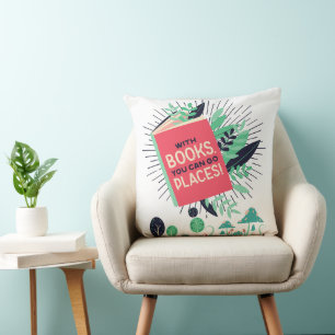 Mit Vintage-Büchern kann man verreisen . Kissen