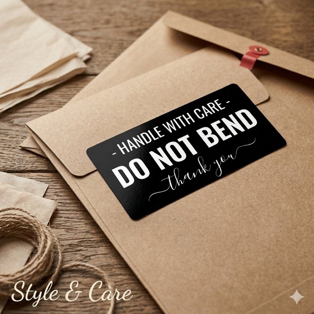 Mit Vorsicht umgehen - Schwarzen Versand nicht ver (Handle with Care - Do Not Bend Black Shipping Label)