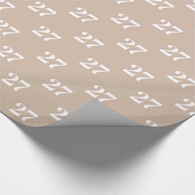 Mit w/Initial, White Letter, Number Beige anpassen Geschenkpapier (Ecke)