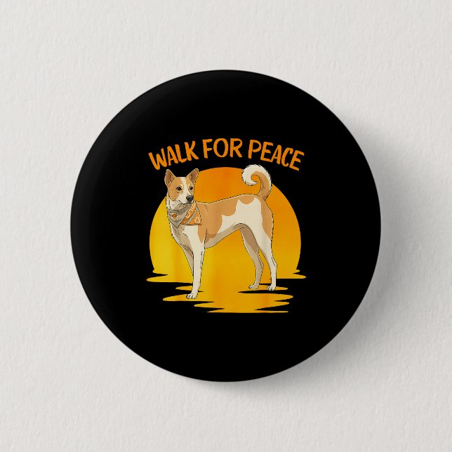 Mit Walk Peace Aloka Hund Minimalist Button (Vorderseite)