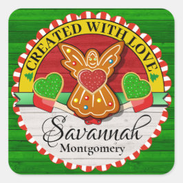 Mit Weihnachtsaufkleber der Liebe erstellt Quadratischer Aufkleber