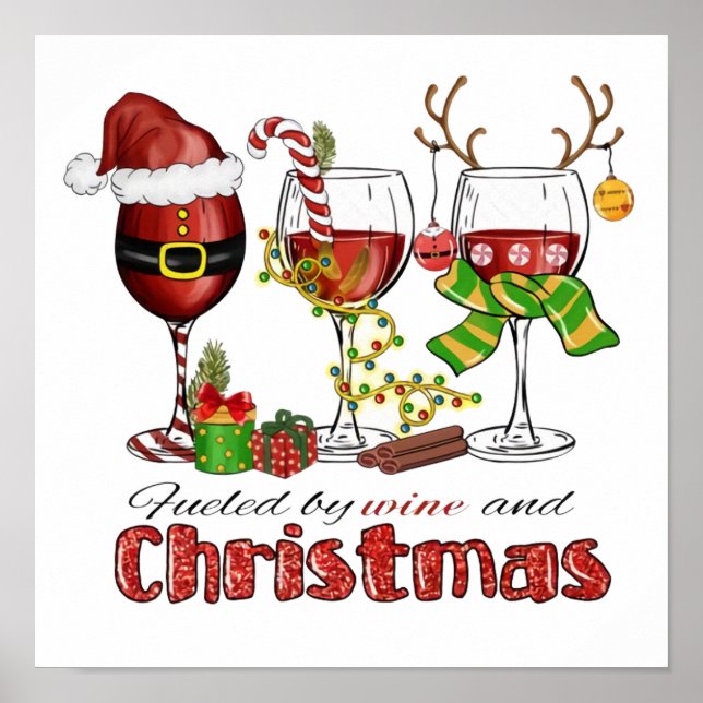 Mit Wein und Weihnachten gespeist Poster (Vorne)