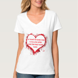 Mit wem ich in Liebe bin, lustiger Text in rotem H T-Shirt