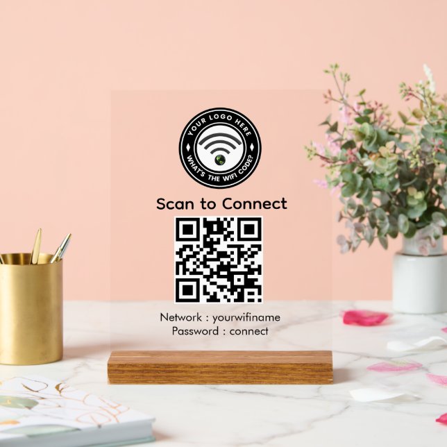 Mit Wi‑Fi QR-Code-Schild verbinden | Wi‑Fi  Acrylschild (Hochzeit)