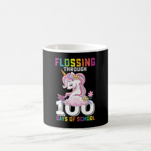 Mit Zahnseide durch 100 Tage Schule Einhorn Kaffeetasse