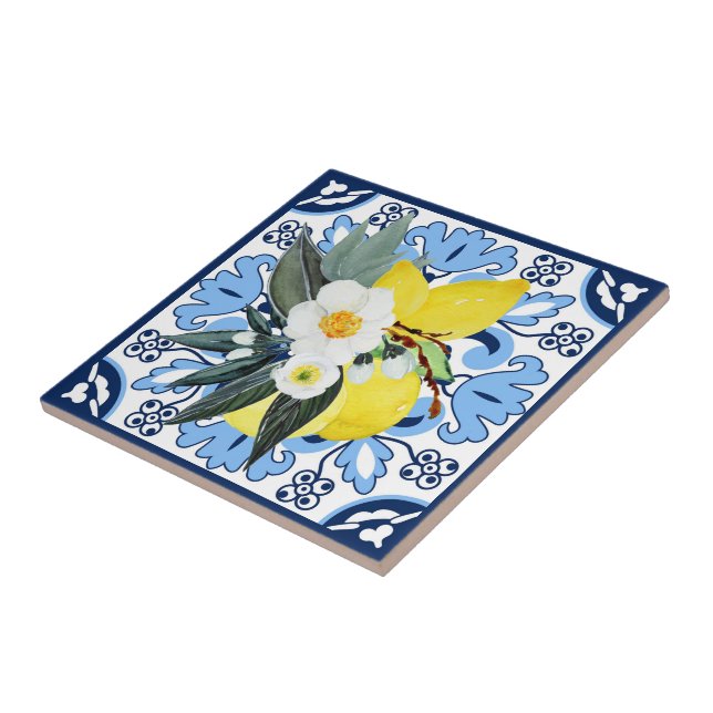 Mit Zitronen 💙 Atemberaubenden Azulejos Fliese (Seite)
