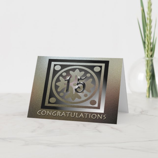 Mitarbeiter 15 Jahre Jubiläum Elegant Golden Karte (Vorderseite)
