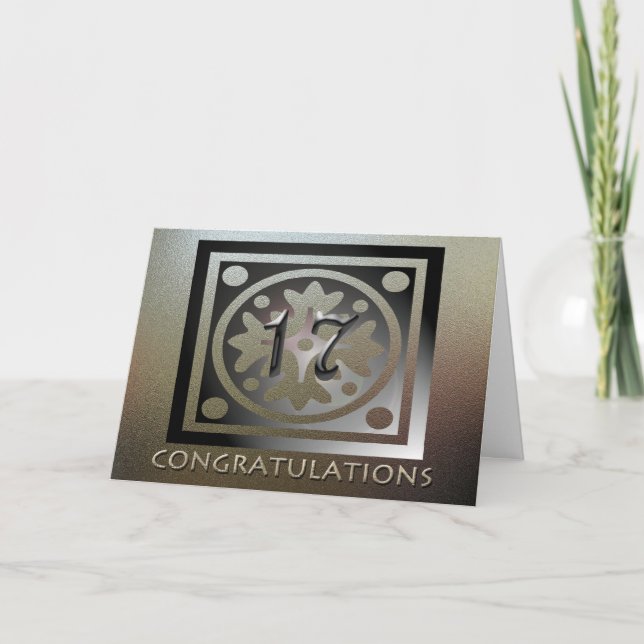 Mitarbeiter 17 Jahre Jubiläum Elegant Golden Karte (Vorderseite)