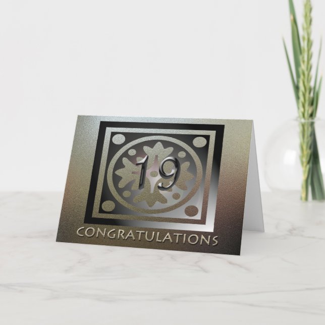 Mitarbeiter 19 Jahre Jubiläum Elegant Golden Karte (Vorderseite)