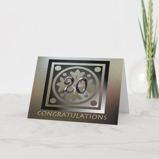 Mitarbeiter 20 Jahre Jubiläum Elegant Golden Karte (Vorderseite)