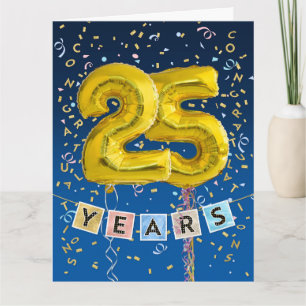 Mitarbeiter 25-jähriges Jubiläum Gold Ballon Zahle Karte