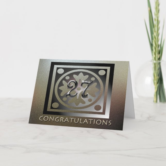 Mitarbeiter 27 Jahre Jubiläum Elegant Golden Karte (Vorderseite)