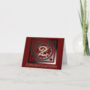 Mitarbeiter 2 Jahr Jubiläum Elegant Golden Red Karte